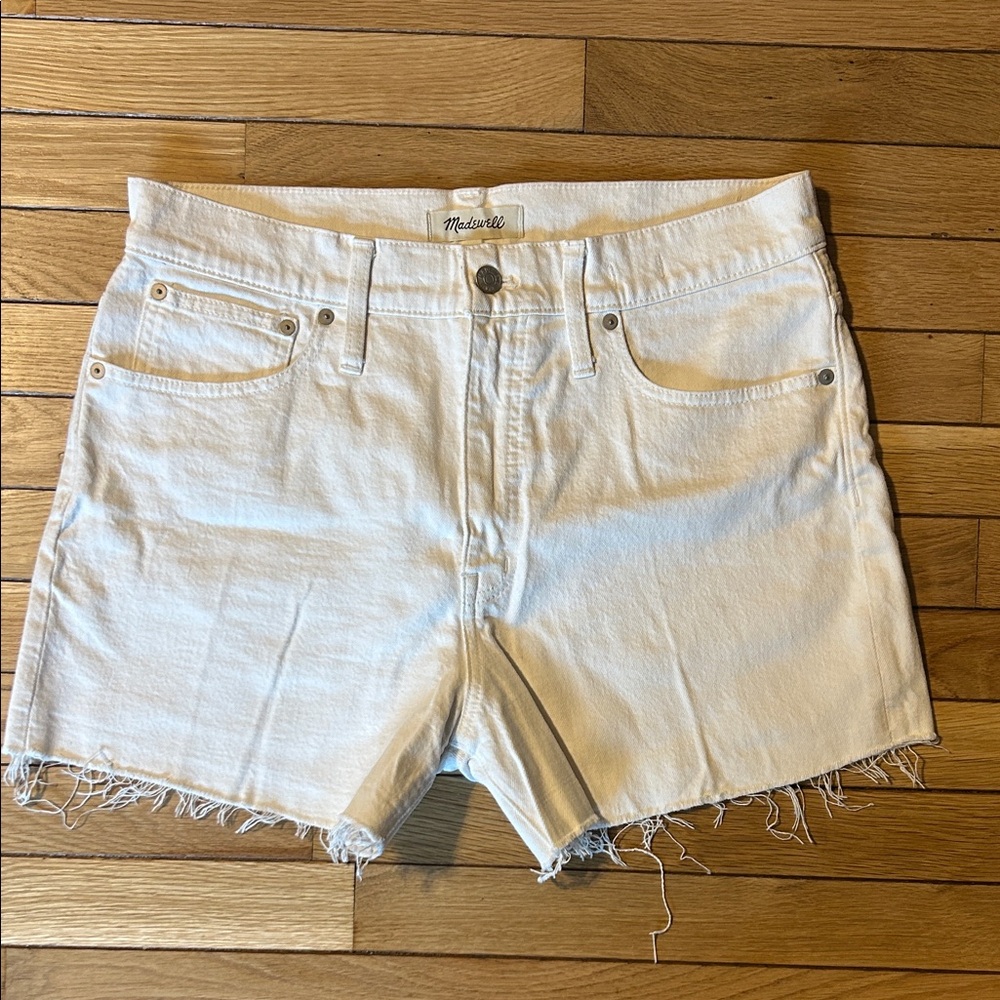 Madewell White Denim Jean Shorts High Rise